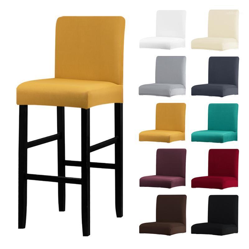 

Chair Covers Solid Colors Elastic Cover For Bar Stool Short Back Dining Room Spandex Stretch Slipcover Chairs Banquet Wedding