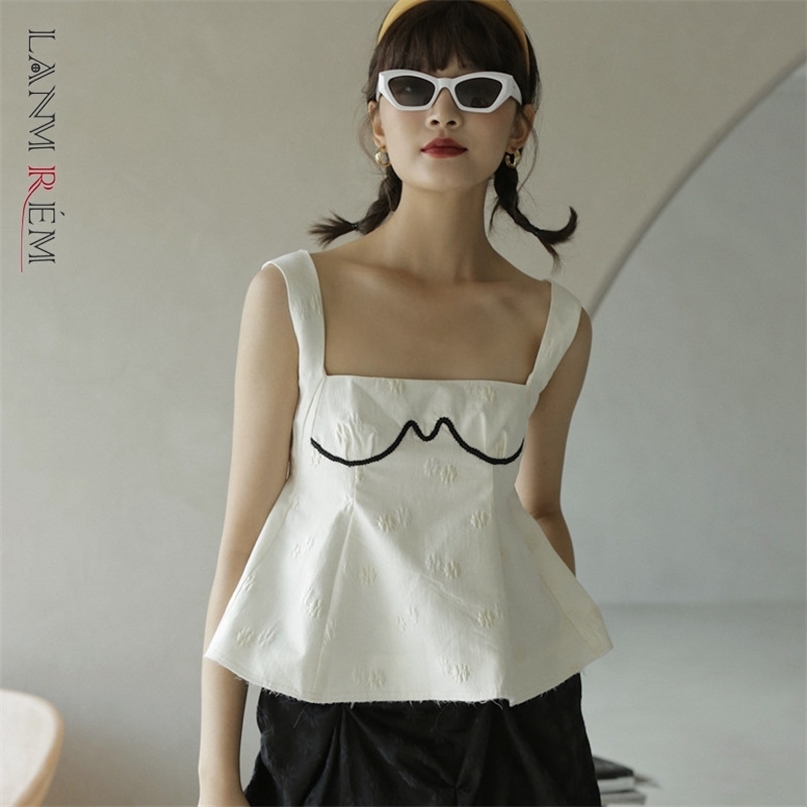 

Women Vest Sleeveless Top White Color All-match Loose Fit Lady Fashion Summer Arrivals 2H073 210526