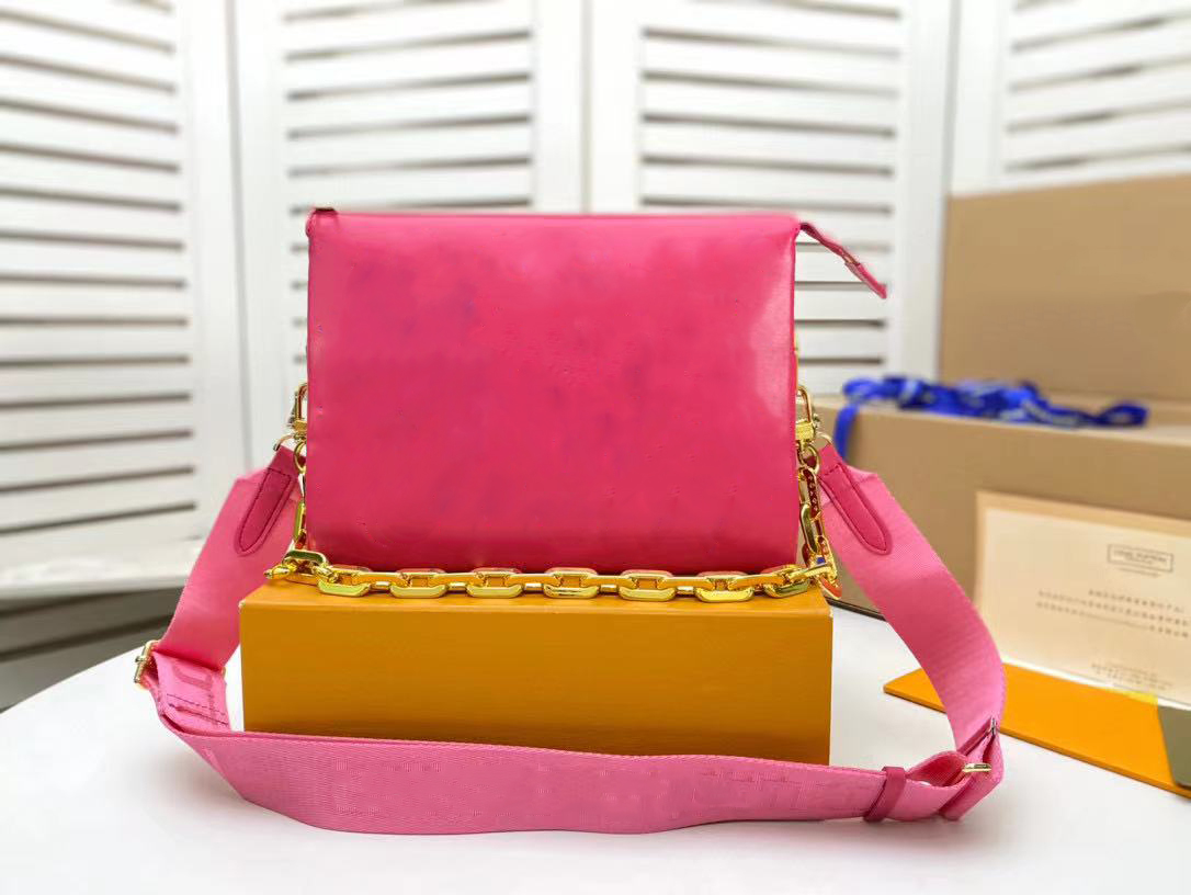 

Classic luxury designer bag purse handbag Vuittamins handbags chain shoulder strap one-shoulder diagonal bags ladies fashion clutch purses free ship, Multi pink #58626
