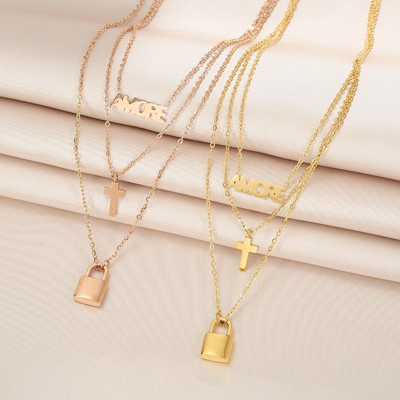 

Pendant Necklaces Multi-Layer Titanium Steel Necklace Women's Sweater Chain Twin European And American Style Personality Ornament