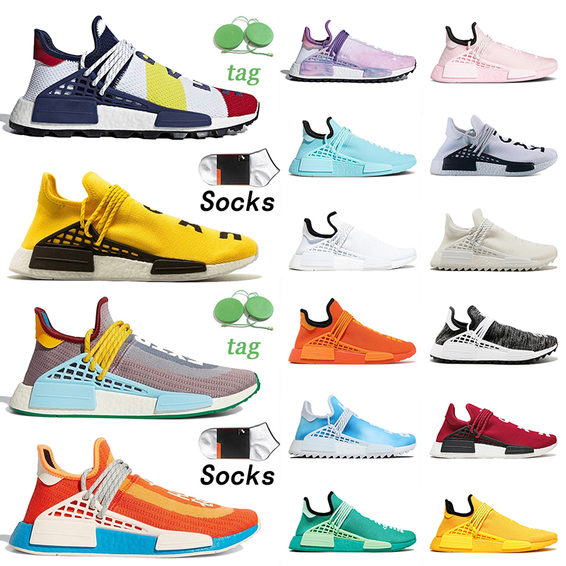 

Authentic Pharrell Williams Human Race Running Shoes Classic Yellow Heart Mind Extra Eye Orange Purple Chocolate Dash Green Pale Nude Sport
