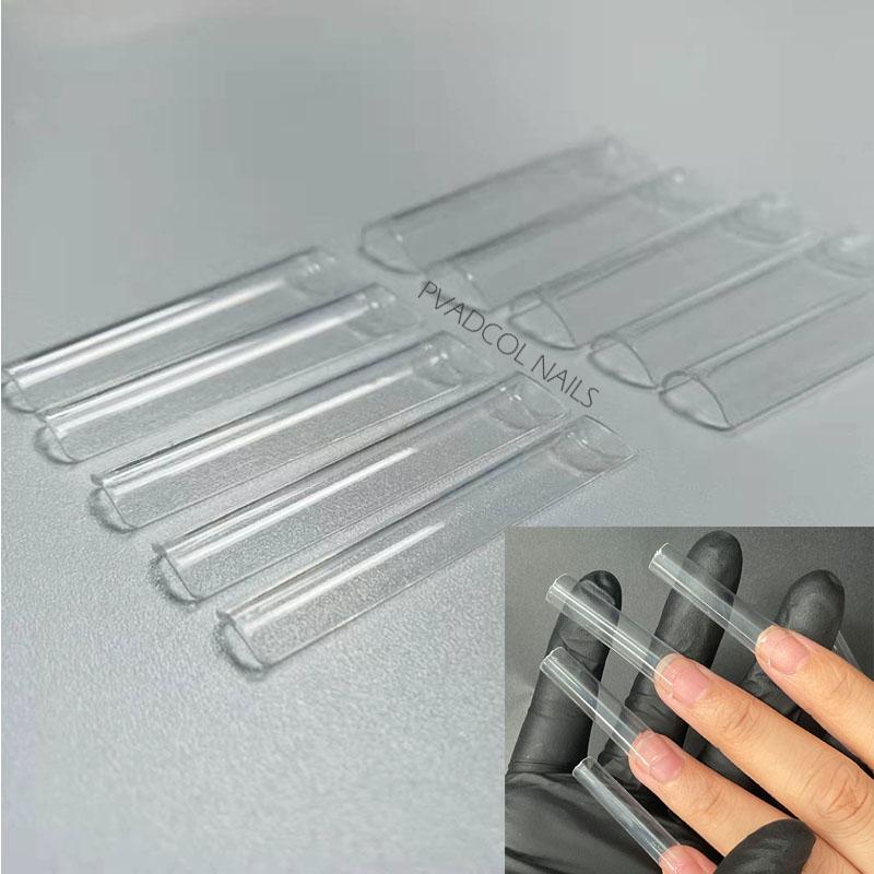 

False Nails 500pcs No C Curve XXL Square Straight Nail Tips Half Cover Clear Extra Long Fake Acrylic Extension System Tool, 500pcs square tips