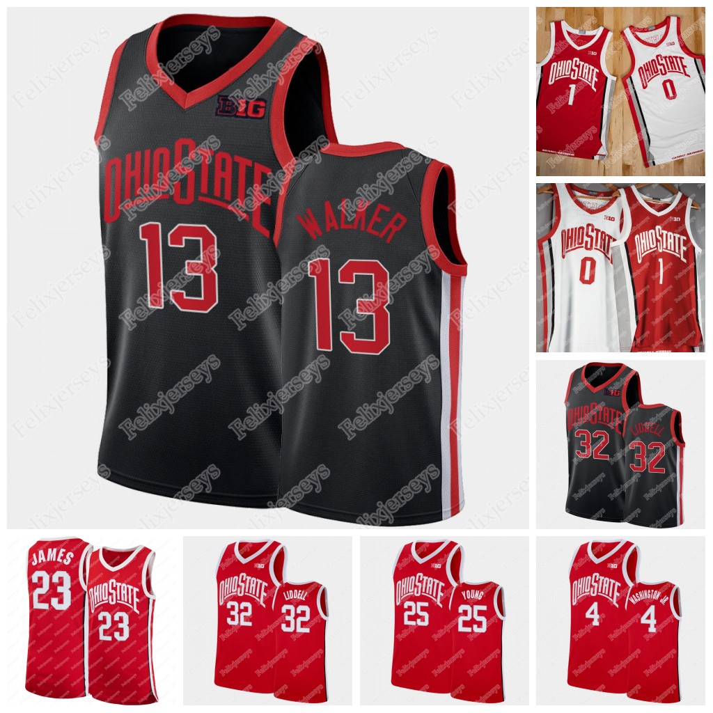

23 James Ohio State Buckeyes CJ Walker Kyle Young E.J. Liddell Duane Washington Jr. Alonzo Gaffney Justin Ahrens NCAA College Basketball Jersey, Black