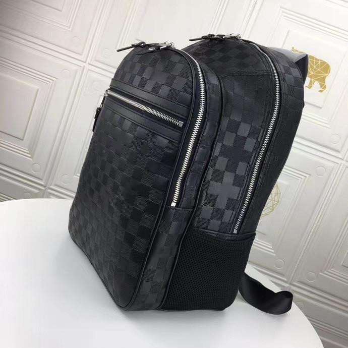 

YY Fashion Genuine Leather Embossing Black Shoulder Backpack Handbag School Bag Computer Backpacks For Women Men Crossbody Schoolbag Luggage travel bags M58024, Extra shipping