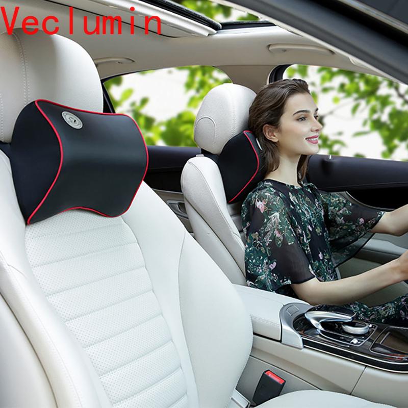 

Seat Cushions Car Neck Pillow 3D Memory Foam Cushion Washable Head Support Leather Pillows Back For Office Chair UniversalA06
