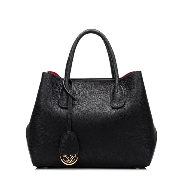 

Genuine leather large capacity classic womens handbags ladies composite tote clutch shoulder bags handbags purses, Red