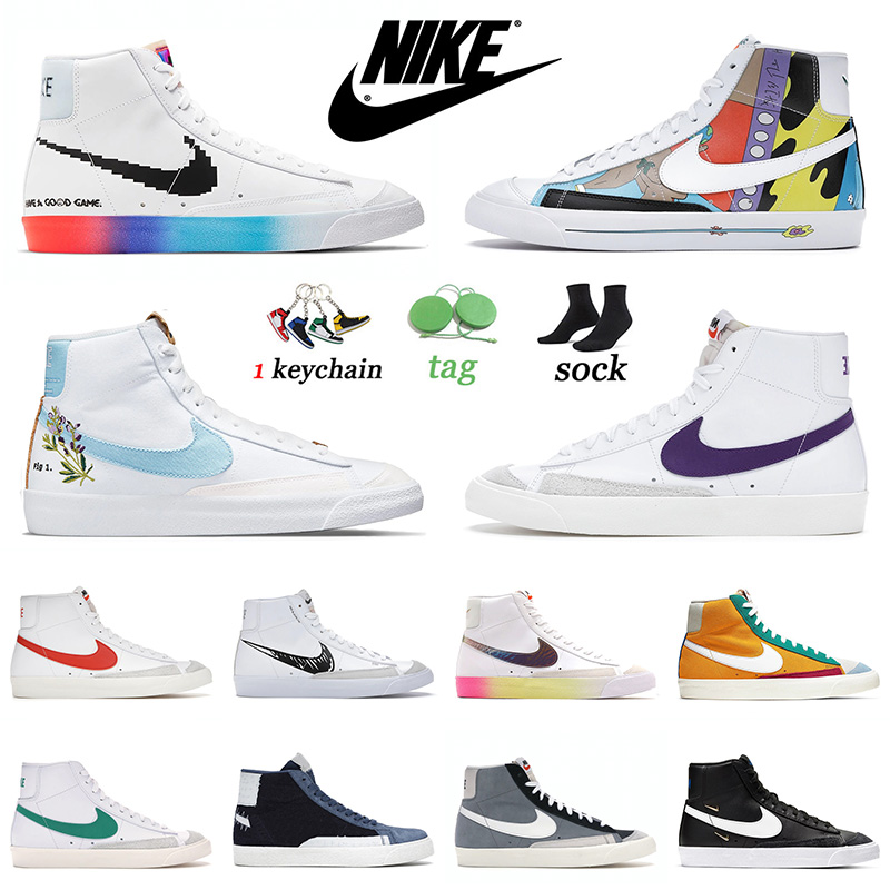 

2021 Arrival Blazer Mid 77 Vintage Platform Casual Shoes Mens Women Have A Good Game White Black Ruohan Wang Trainers Sneakers 36-45