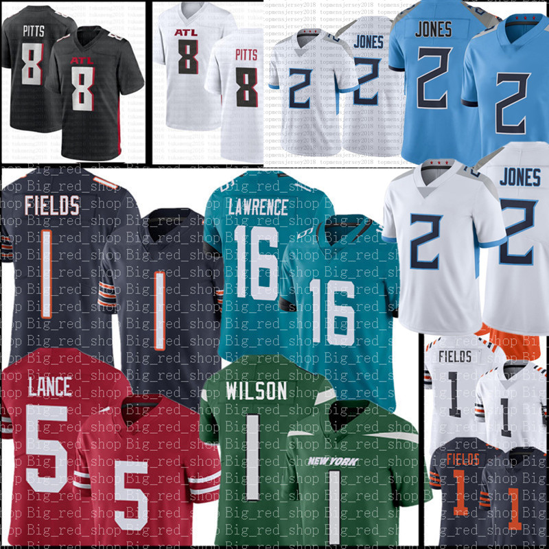 

2021 Justin Fields Jersey 2 Julio Jones Trevor Lawrence Zach Wilson 5 Trey Lance Kyle Pitts Football Jerseys