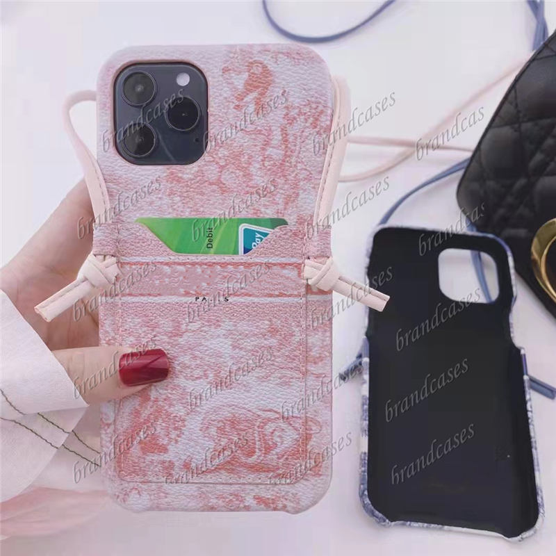 

Fashion Crossbody Card Pocket Case for iPhone 13 pro max 12 11 Pro XS Max 7 8 Plus XR X Cover Luxury Wallet Bag Phone Accessory With Chain