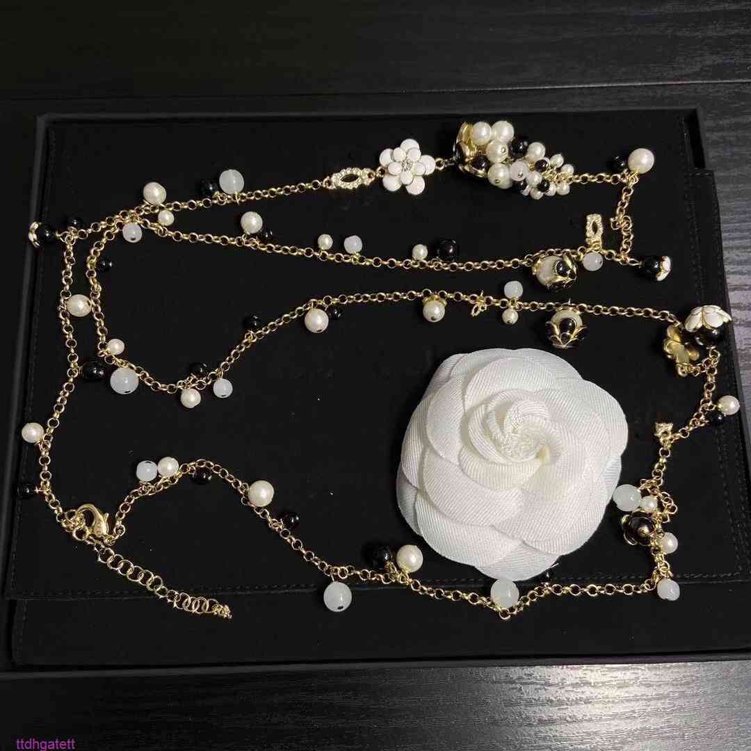 

Brand Fashion Jewelry Women Vintage Thick Chain Long Belt Gold Color Black Pearls Necklace Party Fine Top Quality Luxury5HH0, Silver