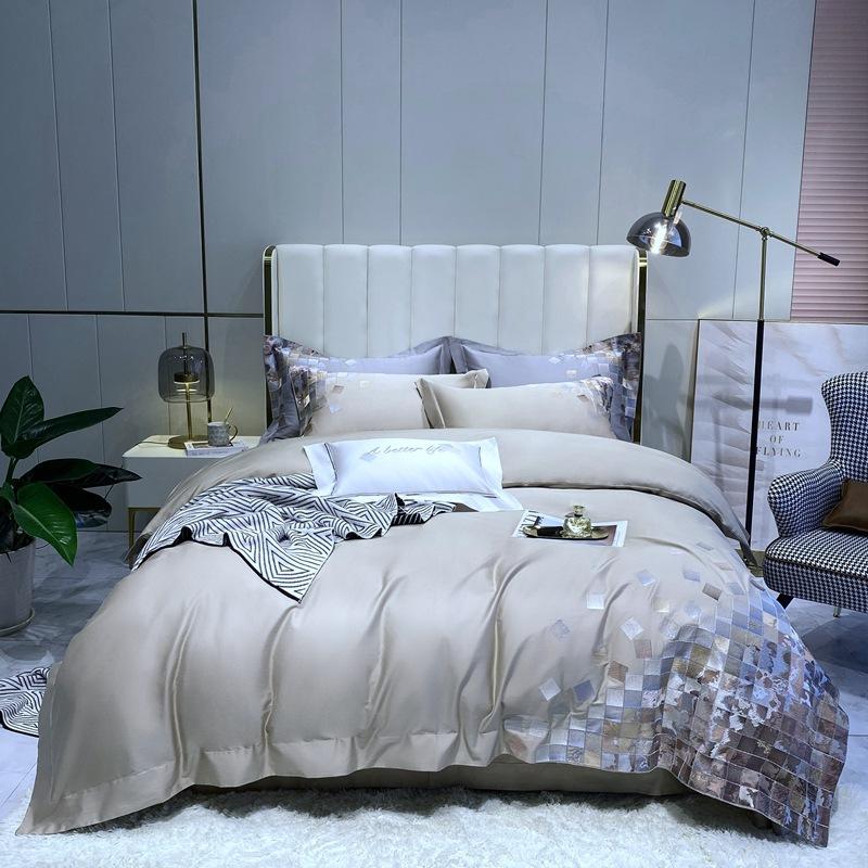 

Bedding Sets Luxury 180gsm Long-staple Quilt Cover, High-end Bedding, 100% Cotton, Solid Color, Simple Style, 02