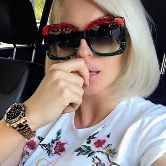

2021 Trendy Digner Womens Oversized Multi Colored Big Fram Shad Sun Glass Sunglass