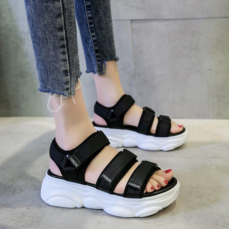 

Sandals Rimocy Mesh Platform Women Hook Loop Open Toe Thick Bottom Hiking Shoes Woman Summer Fashion Casual Sports, Black