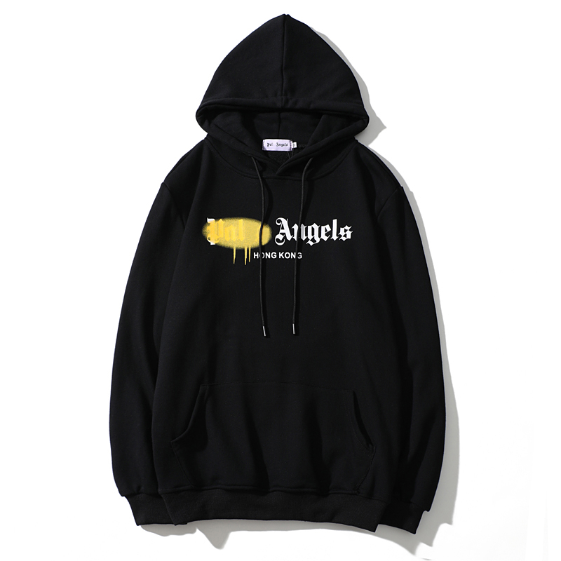 21ss Men's Clothing short jacket White black yellow Palms Angels Autumn Winter Spray Paint Letter City Limited Loose Men and Women Same Swea-image-696497971