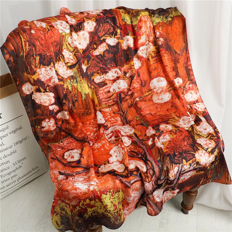 

Scarves Bandana Foulard En Soie Silk Scarf Women Satin Head Square Neck Wrap Hair Ties Bag Accessories Shawl FJ515, Blue;gray