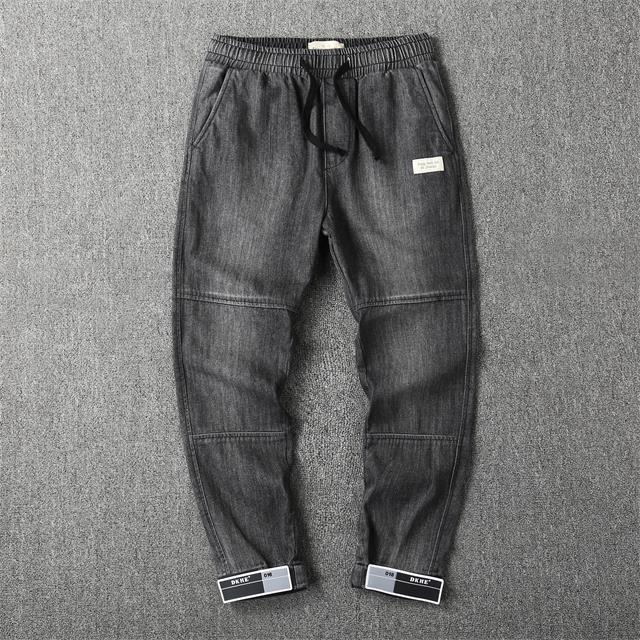 

2021 men's pant trousers spring and summer thin self-owned brand loose straight trend leg overalls casual size: s-3xl#21, Black