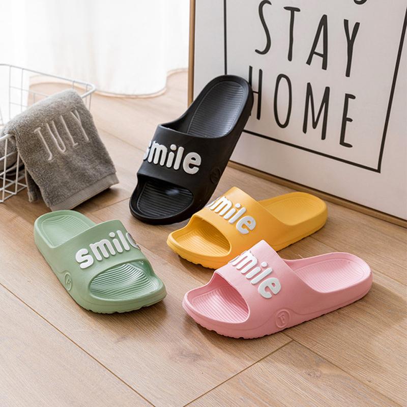 

Slippers Women Eva Letter Soft Sole Slide Sandals Summer Indoor Home Couples Leisure Men Ladies Bathroom Anti-slip Shoes, Black