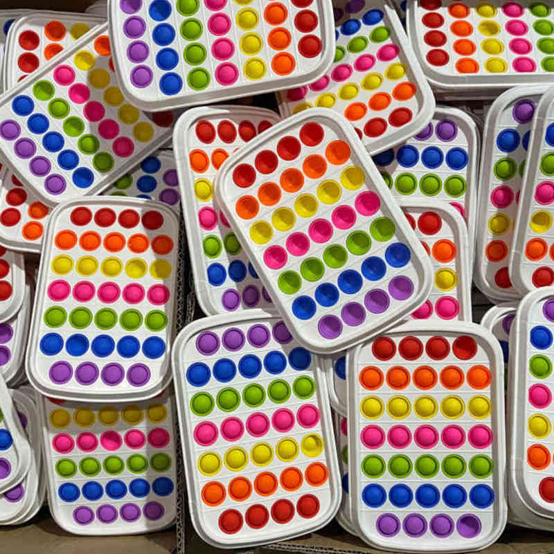 

Rainbow popper board fidget sensory toys Push Pop bubble poppers Square Cat Paw Foot shape finger puzzle teether toy Stress Relief Kids Desktop Game G4UPRUP