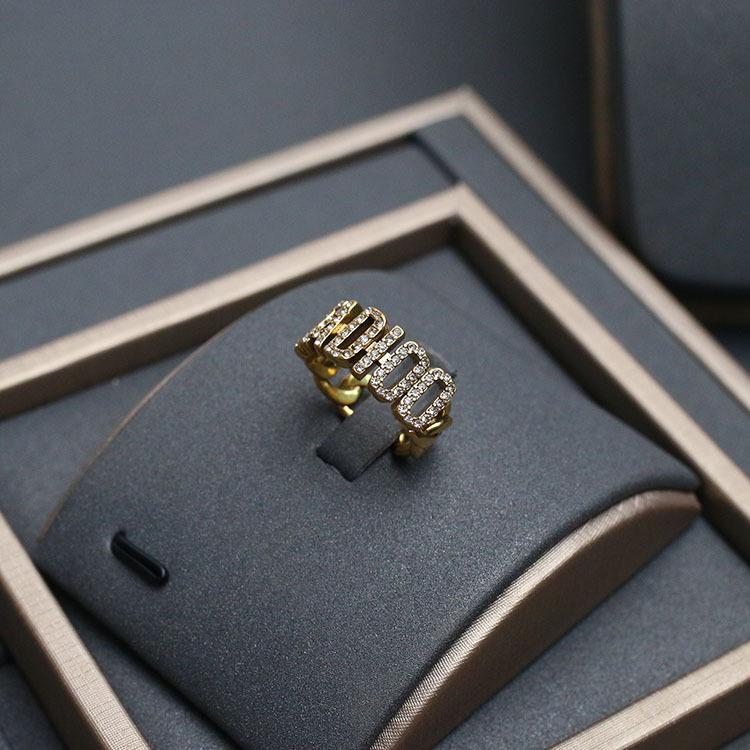 

Luxury female designer Internet ladies temperament 2020 new letter ring