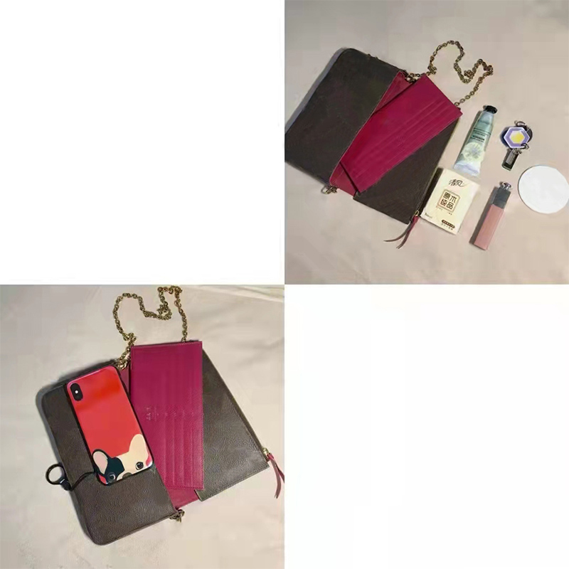 

Pochette Felicie Handbag Women Vintage Shoulder Bag WITH BOX Hobo 3 Piece set Clutch Wallet Luxury Designer Crossbody Bags Removable Chain Coin Purse Tote M61276, Red