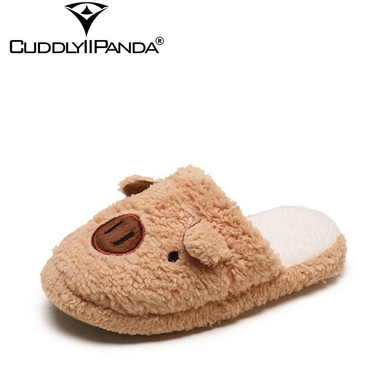 

Slippers CuddlyIIPanda 2021 Winter Cute Kawaii Piggy Pantufa Plus Size Women Home Lovely Pig Indoor Sapato Feminino, Black