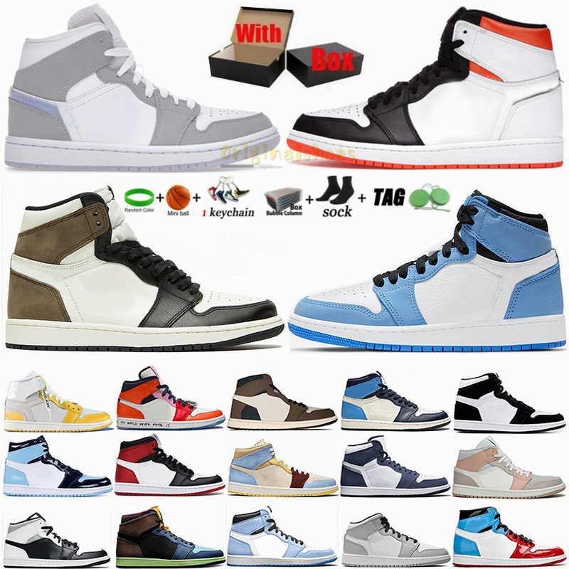 

Electro Orange Wolf Grey Jumpman 1 Basketball Shoes 1s University Blue Hyper Royal Dark Mocha Low UNC High Twist Chicago Obsidian Jorden Mens Sneakers Women Trainer, 36