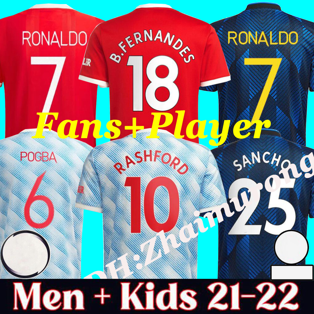 

2021/22 MANCHESter B. FERNANDES soccer jerseys Fans Player verison SANCHO RASHFORD POGBA MARTIAL SHAW LINGARD UNITED GREENWOOD UTD football shirt man kids
