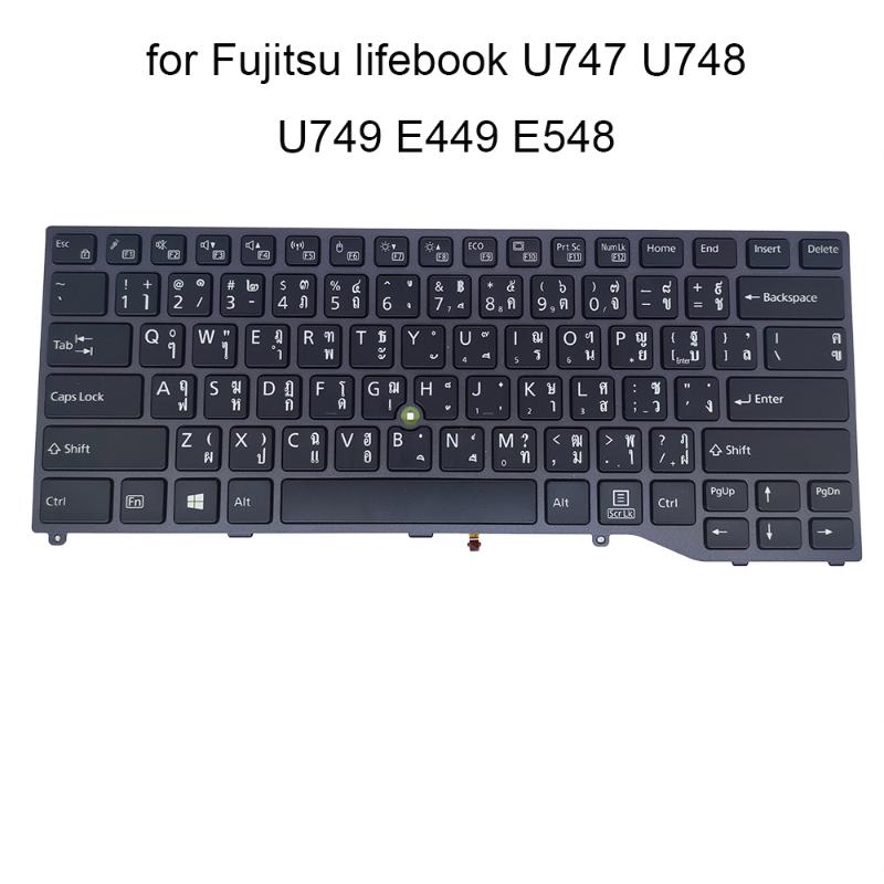 

Thailand Backlight Keyboard For Fujitsu Lifebook U747 U748 U749 E449 E548 E549 CP724710-02 TI Thai Keyboards No Pointing Cap Laptop Replacem