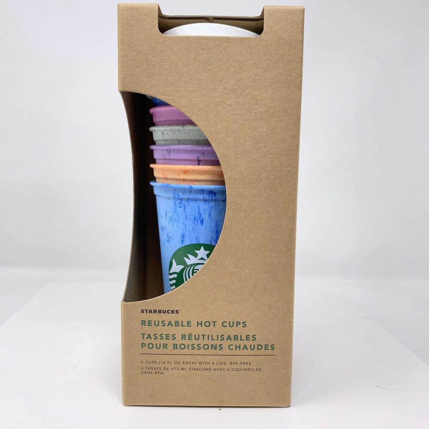 Starbucks Reusable Cup Collection Pack Of W/Lids 16 oz Summer 201981ZJ