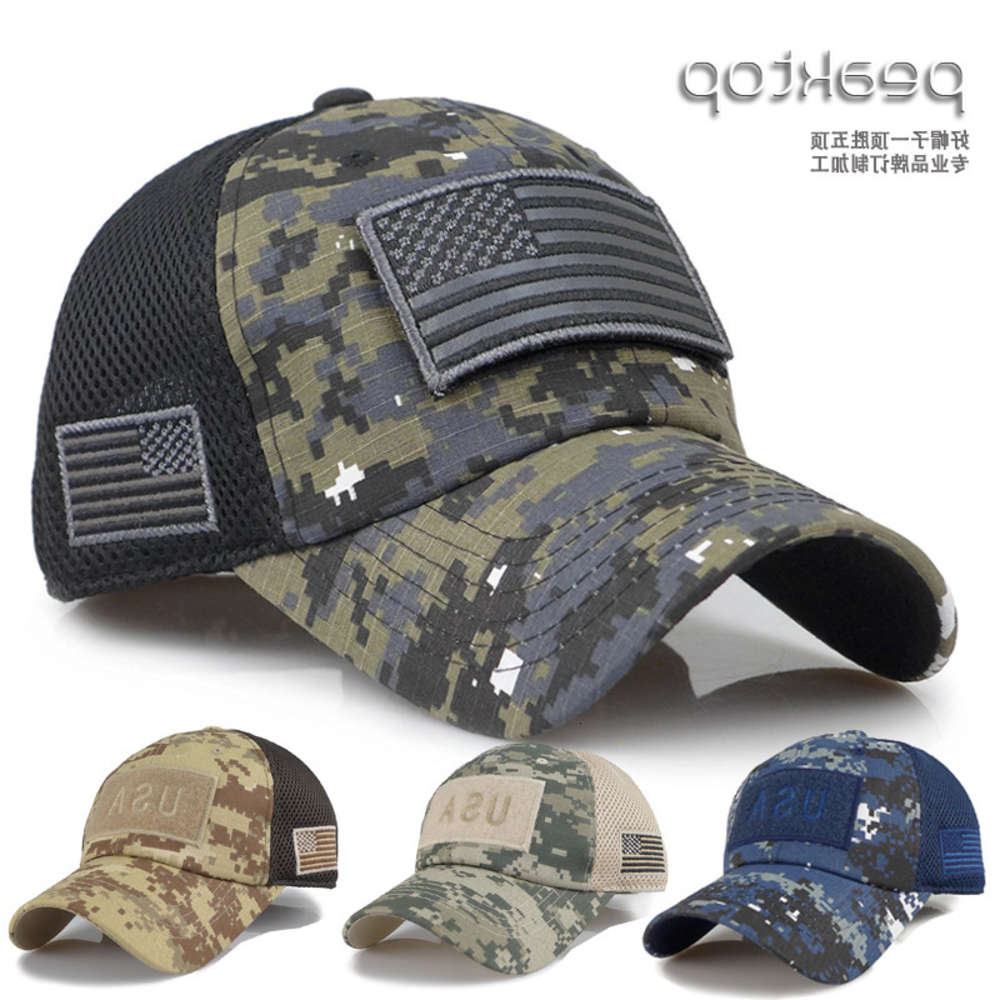 

Sun hat American flag high quality camouflage baseball embroidered mesh men's cap customized, Blue;gray