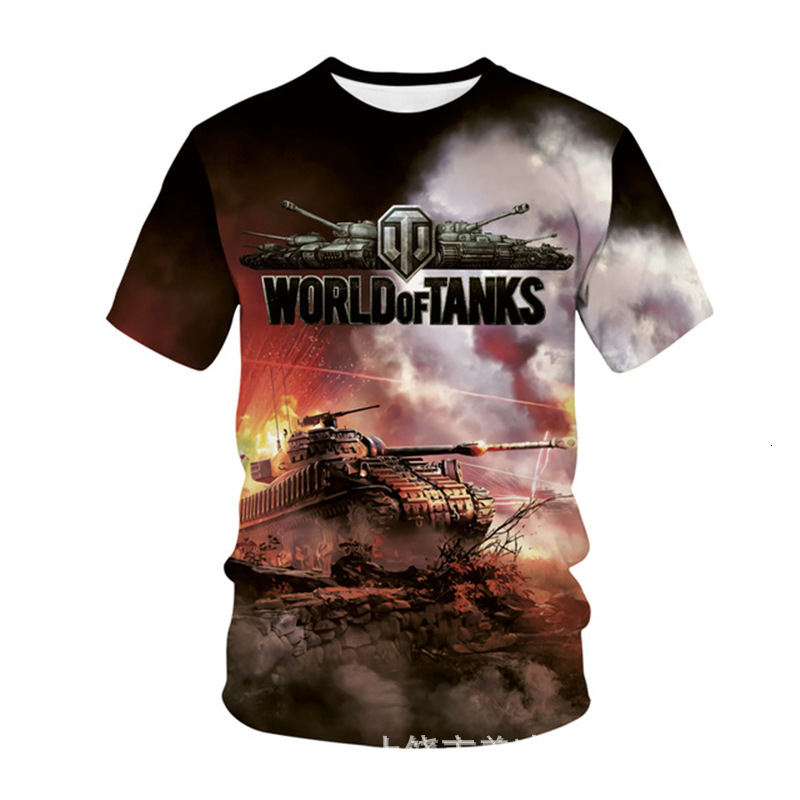 

2021 Tank World 3d Digital Printed Short Sleeve Men's Casual T-shirt Couple, White;black