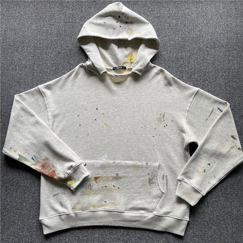 

Graffiti Hoodie Men Women 1 Quality Hand-painted Pullover Terry Hooded Sweatshirts, Gray