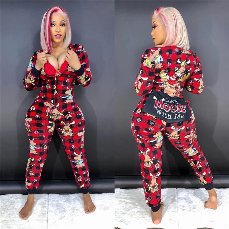 

Women' Jumpsuits & Rompers Sexy Jumpsuit Playsuit High Waist Cotton Sleep Wear Christmas Long Sleeve Bodysuit Nightwear For Women /M/L/XL, Pink