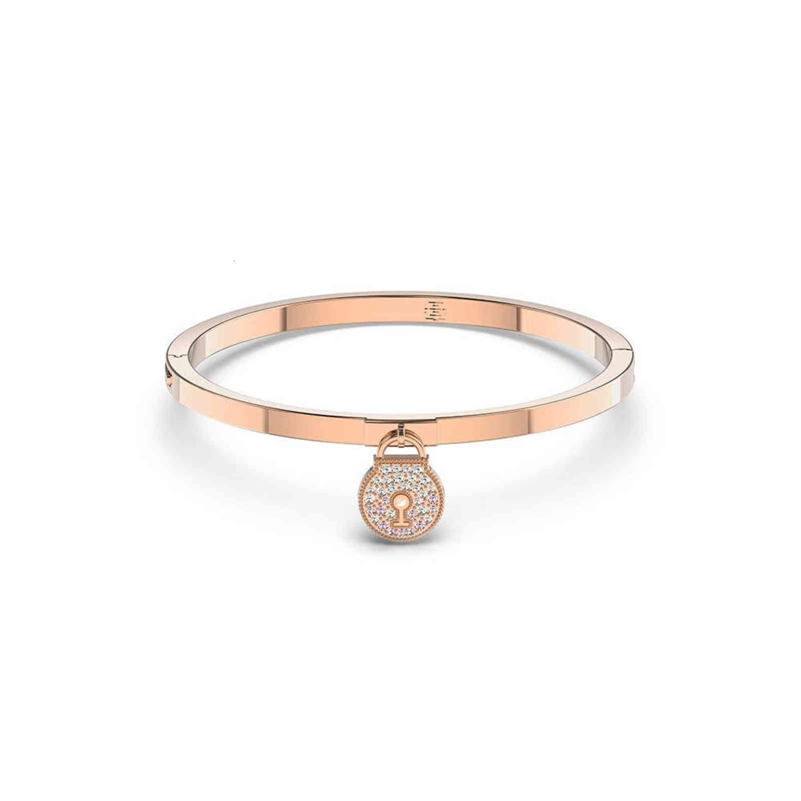 Bangles Bracelets Shi Family Personalized Double-sided Design Orchid Heart Lock Love Bracelet Female Swarovski Element Crystal
