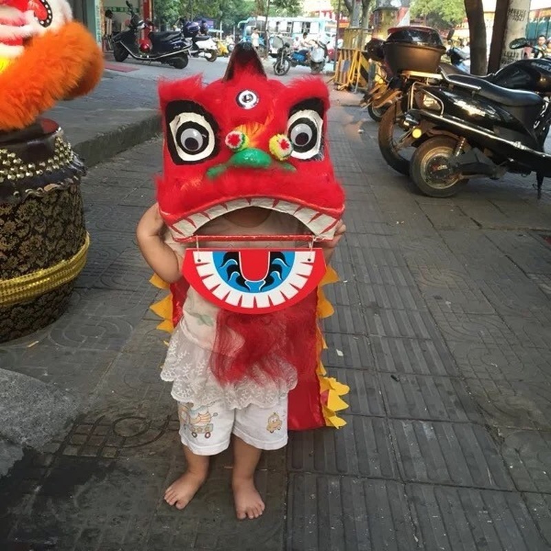 Mascot Costumes Simple Kid Size Lion Dance Costume Children Lion Dance Costumes Chinese Props Mascot-image-748722121