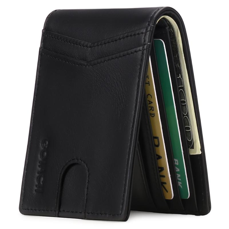 

Wallets 2021 Fashion Men's Wallet Short Oil Wax Leather Slim Fold Business Casual Pocket Purse Carteras Para Mujer, Black