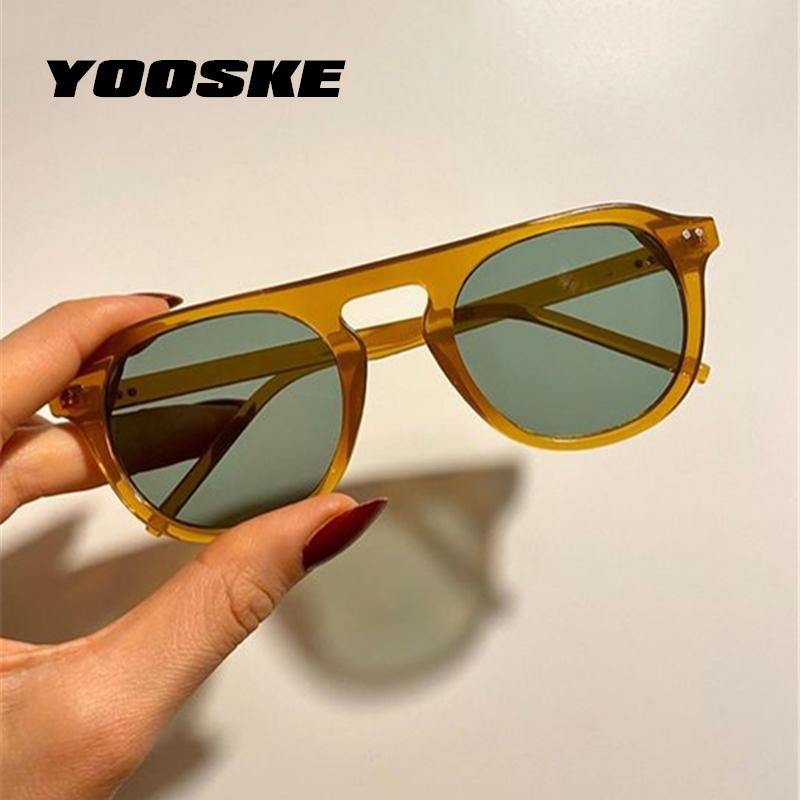 

Sunglasses YOOSKE Brand Round Women Men 2021 Jelly Color Sun Glasses Ladies Vintage Steampunk Sunglass Travel Eyewear UV400, White;black