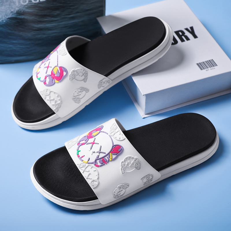 

High class men and women bee pattern slippers fashion designer flat slippers expression flip flops summer outdoor loafers bath shoes beachwe, Box