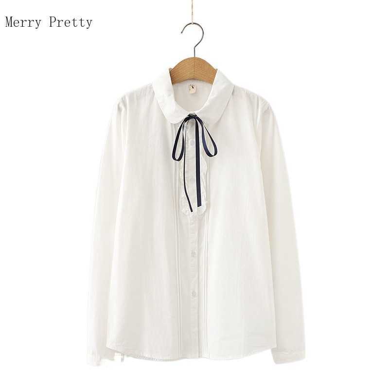 

White Ruffles Patchwork Women Casual Shirts Summer Long Sleeve Turndown Collar Cotton Blouses Korean Ladies Sweet Tops 210526, White stand collar