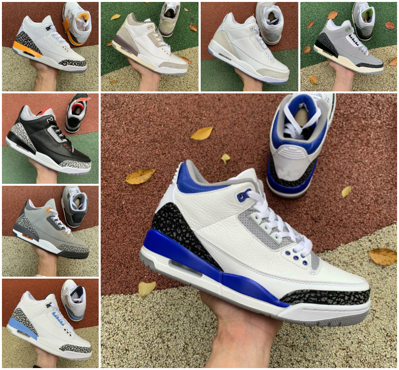 

2022 Mens 3 OG Basketball Shoes Jumpman 3s A Ma Maniere Rust Pink Pine Green Midnight Navy Racer Blue UNC Laser Orange Varsity Royal White Black Cement Sports Sneakers, Bubble package bag