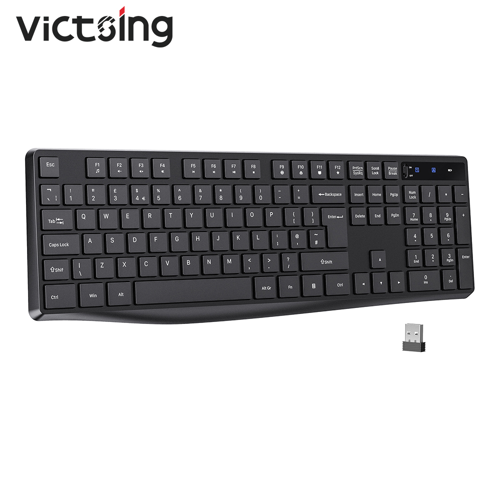 

VicTsing PC298 2.4G Wireless Keyboard with Numeric Keypad & Switch Key Office Keyboard Compatible with Windows 10/8/7 for Laptop