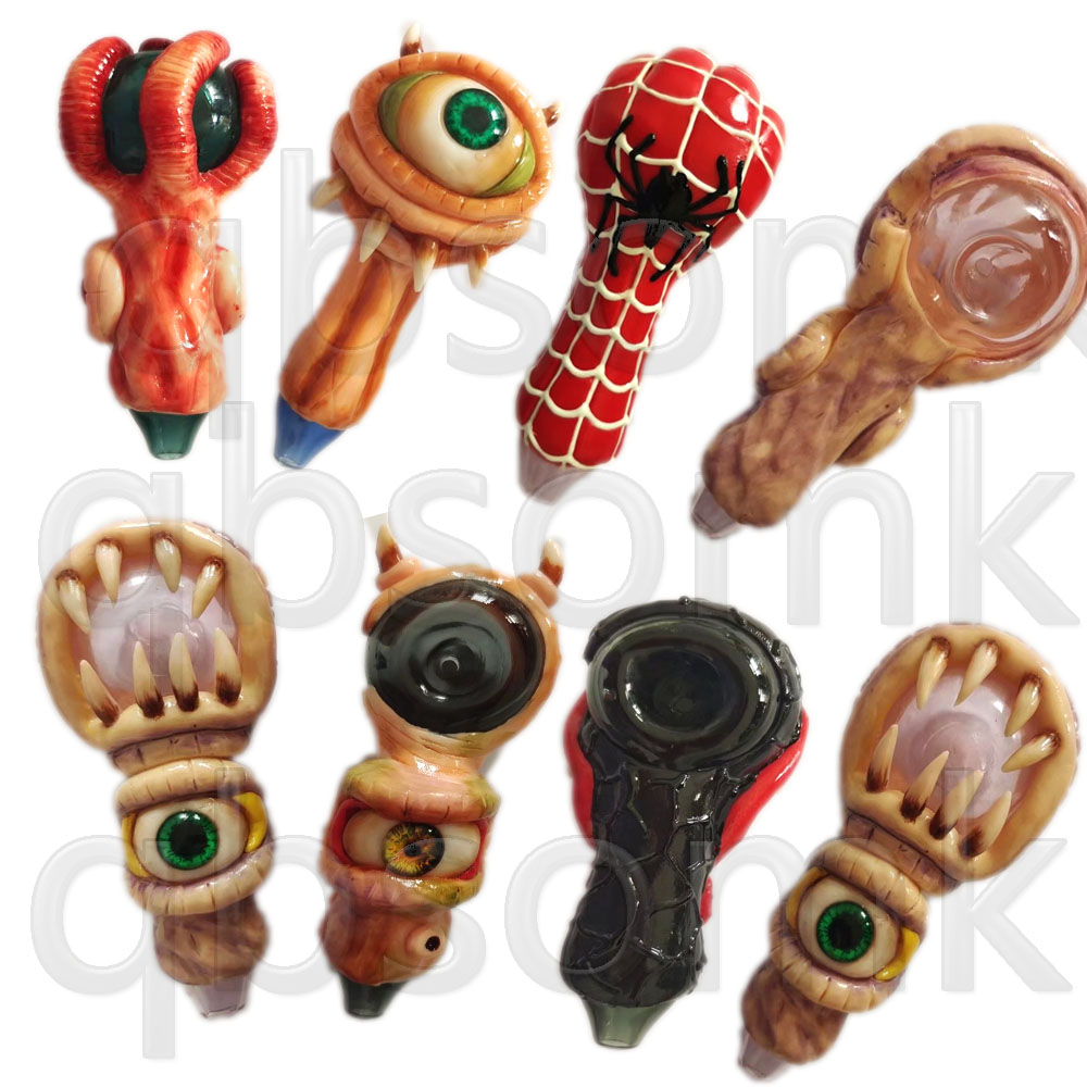 

QBsomk Hookahs Tobacco Smoking Glass Hand Pipe 3D Evil Monster Face Character Bong