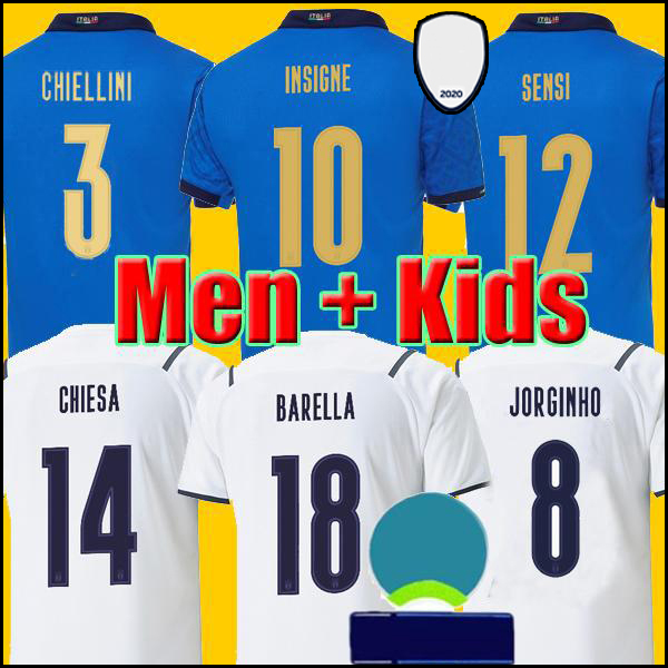 

Italy Italia Euro 2021 Soccer Jerseys CHIELLINI BONUCCI CHIESA INSIGNE Kits SENSI BARELLA BERNARDESCHI BELOTTI JORGINHO Top Football Shirt Men uniform, Away