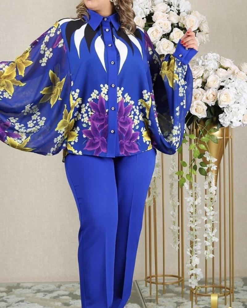 

Ethnic Clothing Dashiki Traditional Plus Size African Two Piece Set Women Autumn Print Tops + Pants Suit Fashion Clothes