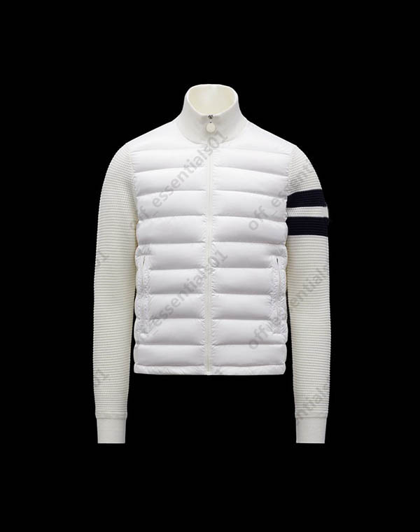 

striped sleeve knit panel mens down jacket france luxury brand jackets europe and american style coat size s, Black