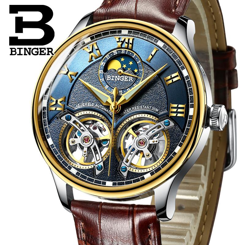

Switzerland Mechanical Men Watches BINGER Role Skeleton Wrist Sapphire Waterproof Watch Clock Male Reloj Hombre Wristwatches, 01