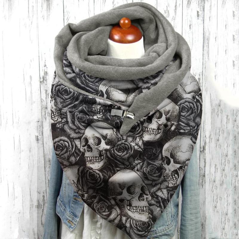 

Scarves 2022 Fashion Winter Scarf For Women Printing Button Soft Wrap Casual Warm Shawls Foulard Femme Neck Bandana Woman, Blue;gray
