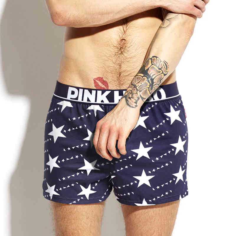 

Underpants Pink Heroes Men Underwear Board Shorts Fashion Printed Boxers 100% Cotton Trunk Home Sleepwear Underpant, Black;white