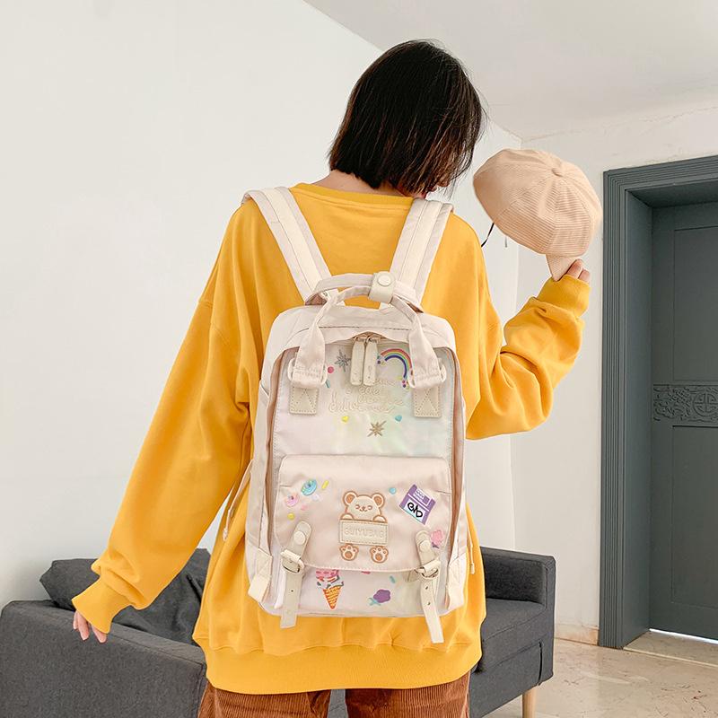 

School Bags Korean Student Cute For Teenage Girl Women Backpack Female Shoulder Travel Multi Pocket Oxford Bagpack Fashion