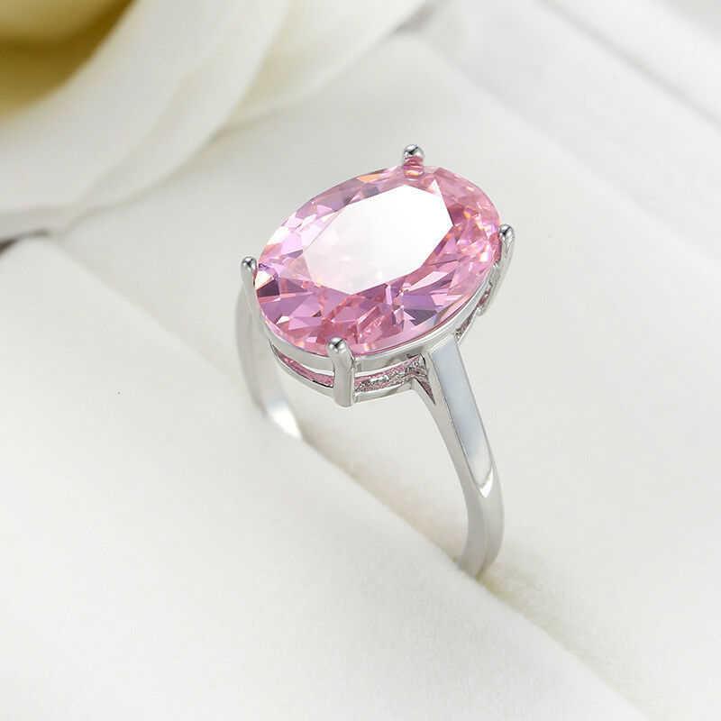 

Wedding Rings Est Oval Cut Pink Fire Woman Engagement Ring US Size 6-10